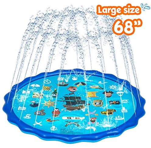 Toys for Babies Under One: Obuby Sprinkle & Splash Play Mat, Sprinkler for Kids,Upgraded 68′ Summer Outdoor Water Toys Wading Pool Splash pad for Toddlers Baby, Outside Water Play Mat for 1-12 Years Old Children Boys Girls