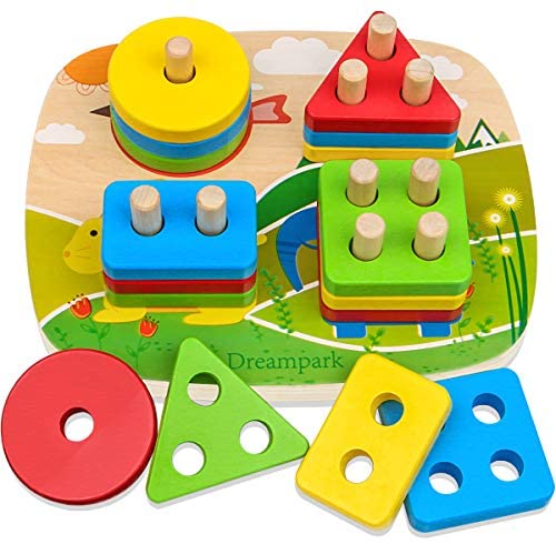 Toys and Games for Autistic Children: Dreampark Educational Toddler Toys for Boys Girls Age 1 2 3 4 and Up, Wooden Shape Color Recognition Preschool Stack and Sort Geometric Board Blocks for Kids Children, Non-Toxic Toys and Games for Autistic Children: Dreampark Educational Toddler Toys for Boys Girls Age 1 2 3 4 and Up, Wooden Shape Color Recognition Preschool Stack and Sort Geometric Board Blocks for Kids Children, Non-Toxic