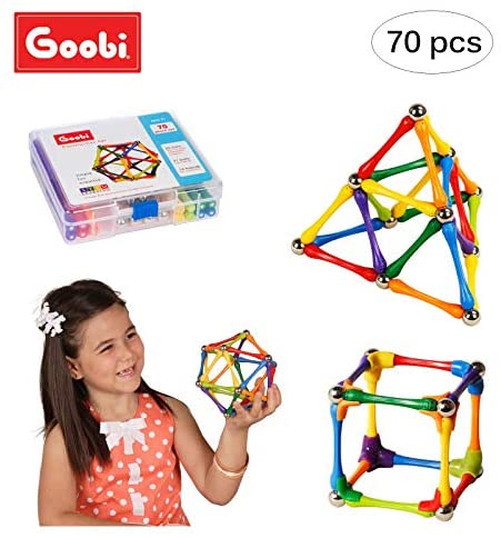 Toys and Games for Autistic Children: Goobi 70 Piece Construction Set Building Toy Active Play Sticks STEM Learning Creativity Imagination Children’s 3D Puzzle Educational Brain Toys for Kids Boys and Girls with Instruction Booklet