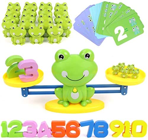 Toys and Games for Pre-Schoolers: GILOBABY Frog Balance Math Toys Game, STEM Learning Educational Counting Numbers Toys for Toddlers Boys & Girls, Gifts for Kids Age 3+