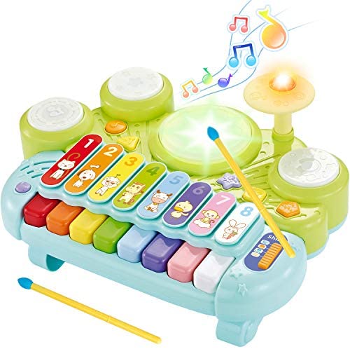 Toys for Toddlers: KingsDragon Electronic Piano Keyboard Xylophone Drum Set, 3 in1 Musical Instruments Toys with Lights, Infant Early Educational Learning Toys for Baby & Toddler 1 2 3 Year Old Boys and Girls