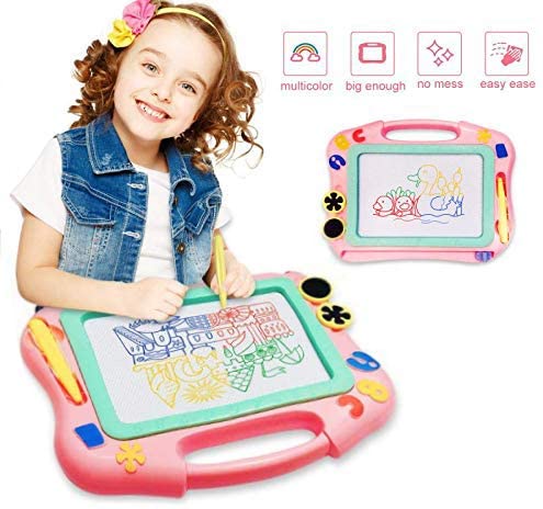 Toys for Toddlers: FONLLAM Magnetic Drawing Board – Kids Magna Writing Doodle Board – Toys for Toddlers 2 3 4 Years Old Girls, Boys, Erasable Pad for Writing Painting (Pink)