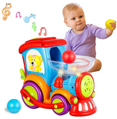 Toys for Babies Under One: HISTOYE Toddler Toys Train for Boy Girl Age 1 2 3+, Baby Educational Drop and Go Toy Train with 3 Popper Ball, Music and Light Baby Toys for Preschool Learning, Developmental Toys for 1 2 3 Year Olds