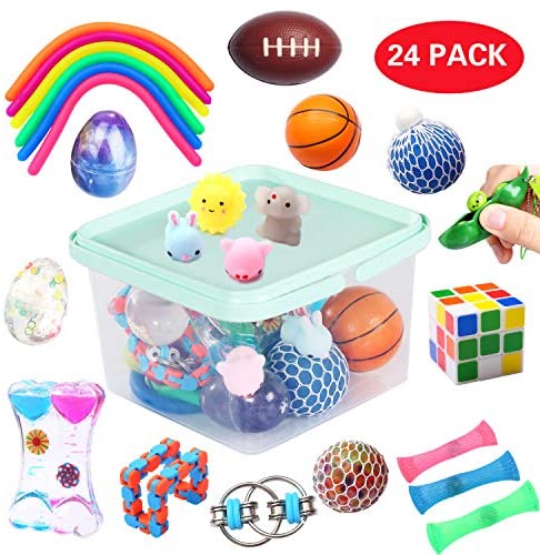 Toys and Games for Autistic Children: 24 Pack Bundle Sensory Fidget Toys Set-Liquid Motion Timer/Grape Ball/Mochi Squishy/Stretchy String/Flippy Chain/Easter Egg/Marble Mesh/Squeeze Bean/Cube for Autistic Kids, ADHD, Anti-stress Toys Toys and Games for Autistic Children: 24 Pack Bundle Sensory Fidget Toys Set-Liquid Motion Timer/Grape Ball/Mochi Squishy/Stretchy String/Flippy Chain/Easter Egg/Marble Mesh/Squeeze Bean/Cube for Autistic Kids, ADHD, Anti-stress Toys