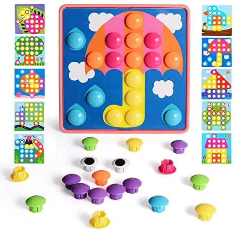 Toys and Games for Autistic Children: NextX Button Art Toddler Game, Color Pink Matching Mosaic Pegboard, Easy to Storage, Peg Puzzle Educational Toy, Toddler Activities Learning Button Blocks, Stem Toys for 2, 3, 4 Years Old Girls Boys Toys and Games for Autistic Children: NextX Button Art Toddler Game, Color Pink Matching Mosaic Pegboard, Easy to Storage, Peg Puzzle Educational Toy, Toddler Activities Learning Button Blocks, Stem Toys for 2, 3, 4 Years Old Girls Boys