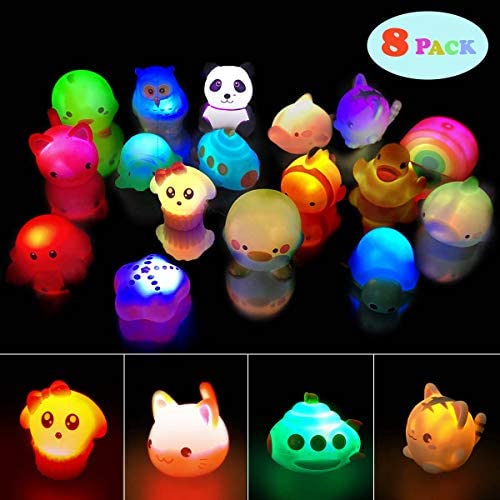 Toys for Toddlers: Jofan Random 8 Pack Light Up Bath Toys Floating Rubber Animal Water Toys for Toddlers Baby Infants Kids Bath Time Bathtube Swimming Pool Games