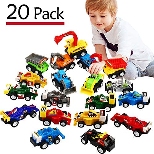 Toys and Games for Pre-Schoolers: Pull Back Car, 20 Pcs Assorted Mini Truck Toy and Race Car Toy Kit Set, Funcorn Toys Play Construction Vehicle Playset Educational Preschool for Kids Children Party Favors Birthday Game Supplies