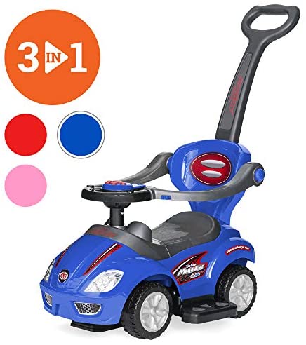 Toys for Toddlers: Best Choice Products 3-in-1 Kids Push and Pedal Toddler Ride On Wagon Play Toy Stroller w/ Sounds, Handle, Horn – Blue