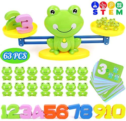 Toys and Games for Pre-Schoolers: YITOOK Balance Math Game,Frog Balance Counting Toys for Boys & Girls Educational Number Toy Fun Children’s Gift STEM Learning Age 3+ (Green)