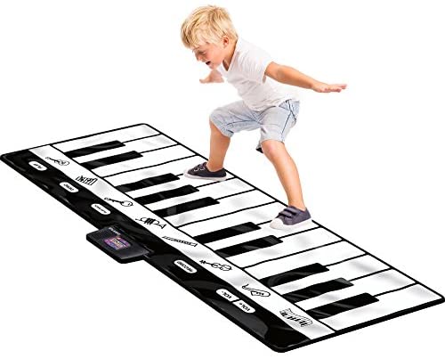 Toys and Games for Autistic Children: Click N’ Play Gigantic Keyboard Play Mat, 24 Keys Piano Mat, 8 Selectable Musical Instruments + Play -Record -Playback -Demo-mode