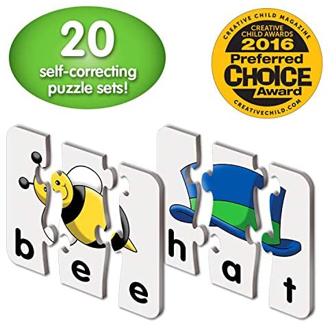 Toys and Games for Autistic Children: The Learning Journey: Match It! – 3 Letter Words – 20 Self-Correcting Reading & Spelling Puzzles with Matching Images