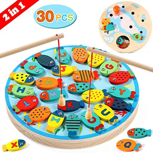 Toys and Games for Autistic Children: Lewo 30 PCS Magnetic Fishing Game Toddler Wooden Toys Preschool Alphabet Fish Board Games for 2 3 4 Year Old Girls Boys Kids Birthday Learning Education Math Toys with Magnet Poles Toys and Games for Autistic Children: Lewo 30 PCS Magnetic Fishing Game Toddler Wooden Toys Preschool Alphabet Fish Board Games for 2 3 4 Year Old Girls Boys Kids Birthday Learning Education Math Toys with Magnet Poles