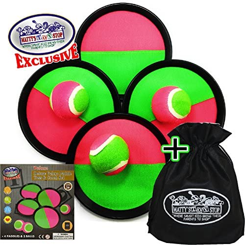 Toys and Games for Pre-Schoolers: Matty’s Toy Stop Deluxe Toss & Catch (Hook & Loop) Paddle Game Set with 4 Paddles, 3 Balls & Storage Bag