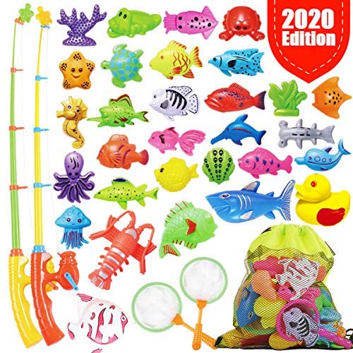 Toys for Toddlers: GoodyKing Fishing Game Set for Kids – Magnetic Fishing Water Pool Toy for Toddlers – Bath Outdoor Indoor Carnival Party Water Table Fish Toys for Kids Age 3 4 5 6 Years Old 2 Players Gift