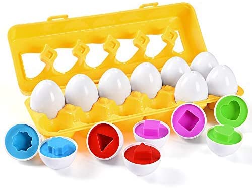 Toys and Games for Pre-Schoolers: MAGIFIRE Matching Easter Eggs ,12 Packs Learning Toys Gift for Toddler 1 2 3 Year Old Preschool Games Educational Color Shape Recognition Skills(Shape&Color)