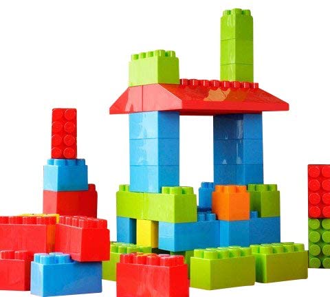 Toys for Babies Under One: MassBricks Jumbo Plastic Building Blocks – 86 Pieces Giant Toddler Bricks Kids, Boys, Girls Age 1 – 8 Play Large Educational, Construction, Stacking Toys BPA Free Storage bin for (1 Pack)