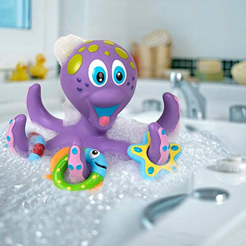 Toys for Toddlers: Nuby Floating Purple Octopus with 3 Hoopla Rings Interactive Bath Toy