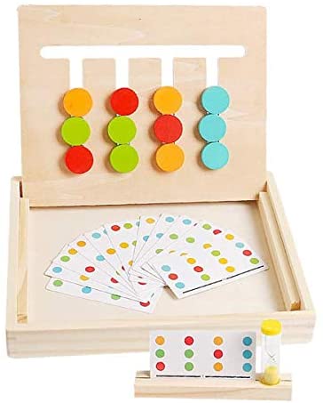 Toys and Games for Pre-Schoolers: Blevla Wooden Montessori Toy Color Shape Sorting Logic Game, Preschool Learning Toy Gift for Toddlers Kids 3 4 5 Year Old Boys Girls