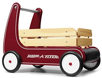 Toys for Babies Under One: Radio Flyer Classic Walker Wagon, Sit to Stand Toddler Toy, Wood Walker, Red, Model Number: 612s