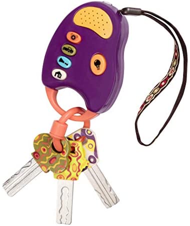 Toys for Toddlers: B. toys – FunKeys Toy – Funky Toy Keys for Toddlers and Babies – Toy Car Keys and Purple Remote with Light and Sounds – Non-Toxic