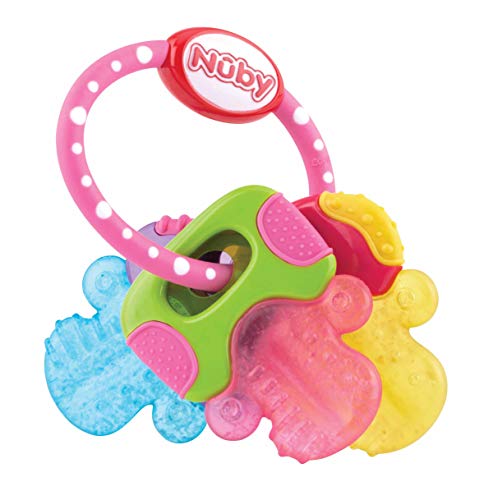 Toys for Babies Under One: Nuby Ice Gel Teether Keys, 1 pack Pink