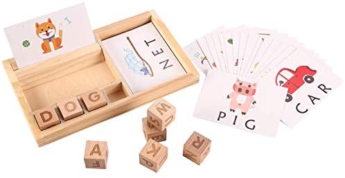 Toys and Games for Pre-Schoolers: Joqutoys Matching Letter Games for Kids, Preschool Letter Spelling and Matching Cards Toy, Kindergarten Word Spell Learning Game with 30pcs Cards