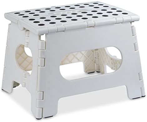 Toys for Babies Under One: Folding Step Stool – The Lightweight Step Stool is Sturdy Enough to Support Adults and Safe Enough for Kids. Opens Easy with One Flip. Great for Kitchen, Bathroom, Bedroom, Kids or Adults.