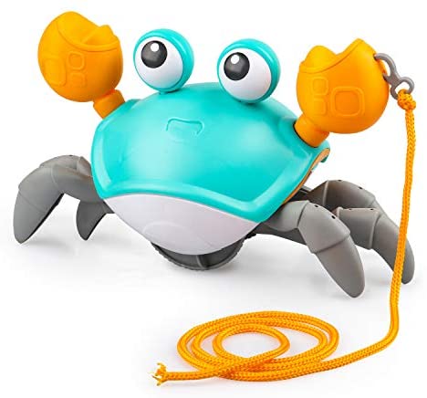 Toys for Toddlers: Baby Bath Toys for Toddler 1-3 Years Old, Wind Up Swimming Walking Crab Pulling Toys Birthday Gifts for 2 3 4 5 Years Boys Girls, Cute Cartoon Crab Toy with 29.5in Cord to Pull and Play