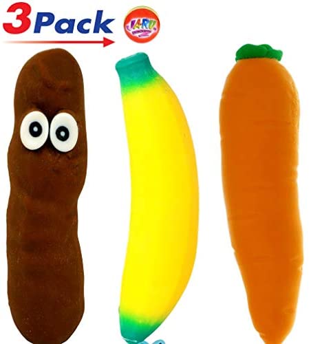 Toys and Games for Autistic Children: JA-RU Stretchy Banana, Carrot and Poopster Sensory Toys (3 Pack) Stress Relief Toys | Fidget Toys for Kids and Adults. Autism Toys & Party Favors. Plus 1 Bouncy Ball. 6448-3340-3342p