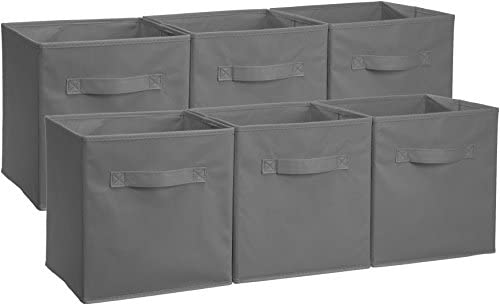 Toys for Babies Under One: AmazonBasics Collapsible Fabric Storage Cubes Organizer with Handles, Gray – Pack of 6