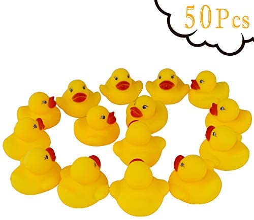 Toys for Babies Under One: Guaren us 50-Pieces Float & Squeak Mini Rubber Duck Baby Bath Ducky Sound Shower Toys for Kids