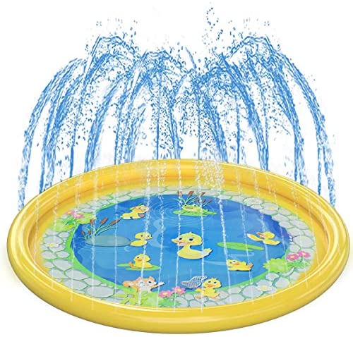 Toys and Games for Pre-Schoolers: Kids Splash Pad Water Play Mat, Girl & Boy Summer Outdoor/Garden/Beach Burst Sprinkler Pad & Sprinkle Wading Pool | 68in Water Spray Mat Toys Games For Baby/Children/Toddler/Pets Activities