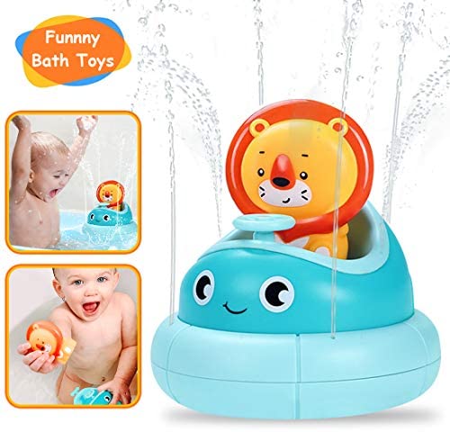 Toys for Toddlers: Baby Bath Toys- Water Spray Toys- Spinning Boat with Toy Lion- Bathtub Toys for Toddlers & Kids- Fun & Interactive Bath Toys for Bathtub or Pool- Sprinkler Bath Toys