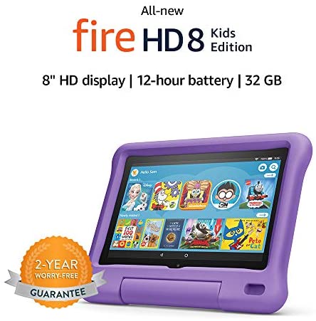 Toys and Games for Autistic Children: All-new Fire HD 8 Kids Edition tablet, 8″ HD display, 32 GB, Purple Kid-Proof Case