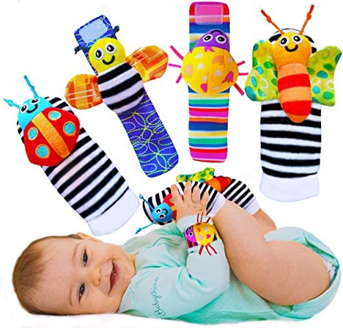 Toys for Babies Under One: BABYCHINO Foot Finders & Wrist Rattles for Infants Developmental Texture Toys for Babies & Infant Toy Socks & Baby Wrist Rattle – Newborn Toys for Baby Girls & Boys. Baby Boy Girl Toys 0-3 3-6 Months