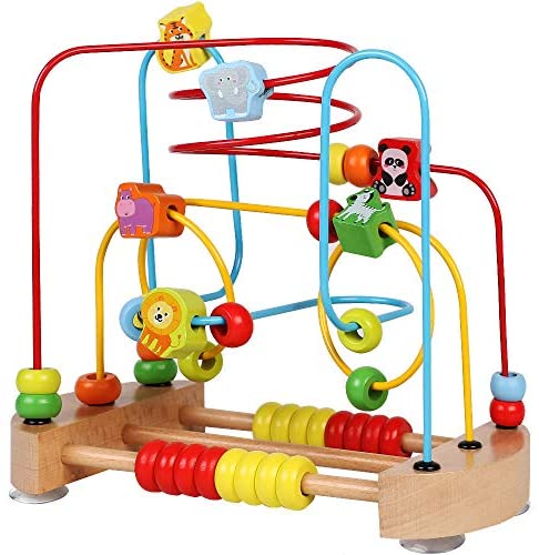 Toys for Toddlers: ToyerBee Bead Maze, Wooden Toys with Animals Graphics, Educational Abacus Beads Circle Toys, Colorful Roller Coaster Game, Gift for Children Toddlers Kids Boys Girls