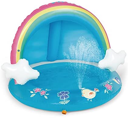 Toys for Babies Under One: HIWENA Baby Pool, Rainbow Splash Pool with Canopy, Spray Pool of 40 Inches, Water Sprinkler for Kids, for Ages 1-3