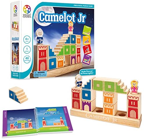 Toys and Games for Pre-Schoolers: SmartGames Camelot Jr. Wooden Cognitive Skill-Building Puzzle Game featuring 48 Playful Challenges for Ages 4+