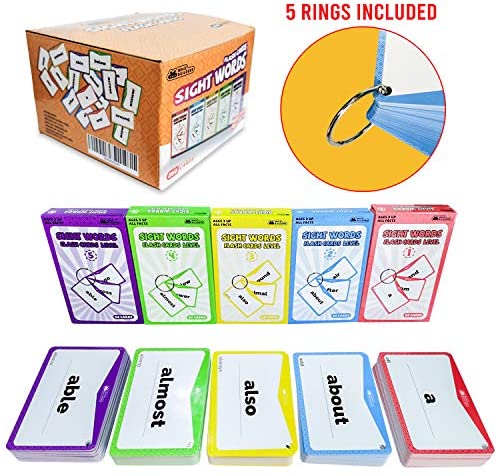 Toys and Games for Autistic Children: Sight Words Flash Cards 520 Word Set – Educational Abc Alphabet Letter Flashcards Homeschool Kindergarten Learning – Read Site Language Activities Toddlers Preschool Kids Games Ages 2-4 4-8 5-7 Years