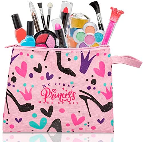 Toys for Toddlers: My First Princess Make Up Kit – 12 Pc Kids Makeup Set – Washable Pretend Makeup For Girls – These Makeup Toys for Girls Include Everything Your Princess Needs To Play Dress Up – Comes with Stylish Bag