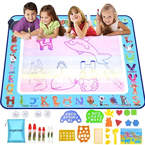 Toys for Toddlers: Miserwe Large Doodle Mat Water Writing Doodle Drawing Mat Neon Colors Board with Drawing Accessories for Kids Toys Toddlers Educational Girls Boys