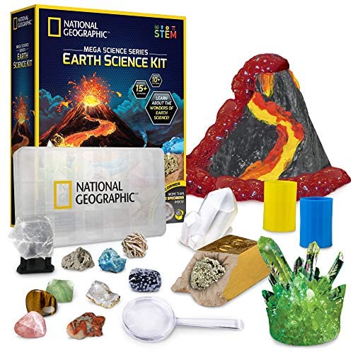 Toys and Games for Pre-Schoolers: NATIONAL GEOGRAPHIC Earth Science Kit – Over 15 Science Experiments & STEM Activities for Kids, Includes Crystal Growing Kit, Volcano Science Kit, Great Gifts for Girls and Boys, an AMAZON EXCLUSIVE