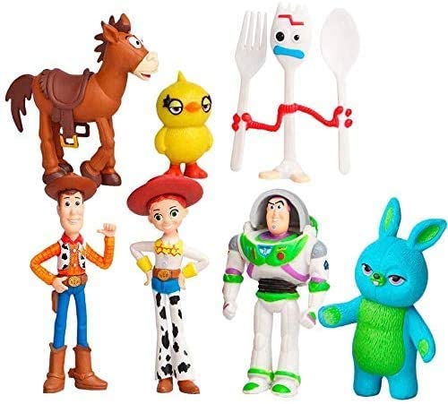 Toys for Toddlers: Toy Story Toys – Set of 7 Action Figures with Woody, Buzz and Rex – Fun Party Supplies for Toddlers – Cake Topper Set for Birthday