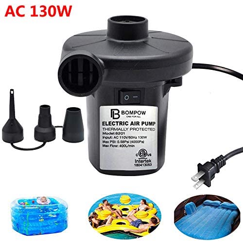 Toys for Toddlers: Electric Air Pump for Inflatables Air Mattress Pump Air Bed Pool Toy Raft Boat Quick Electric Air Pump Black (AC Pump(130W))