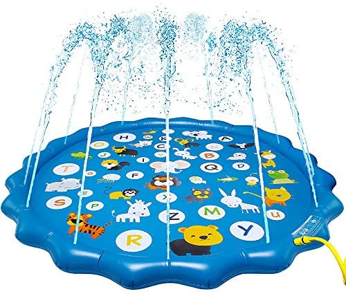 Toys for Babies Under One: Arfbear Splash Pad for Toddlers, Sprinkler for Kids Outdoor Water Party Sprinkler Play Mat Wading Baby Pool for Learning Inflatable Water Pad Toy