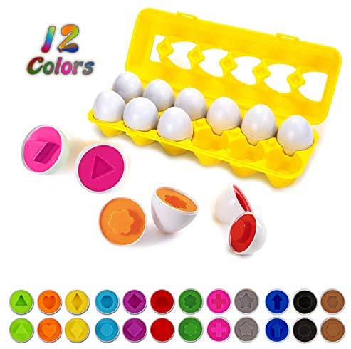 Toys and Games for Pre-Schoolers: Color & Shapes Matching Egg Toy – Shape Sorting & Color Recognition Learning Toy for Toddlers – Preschool Game – Montessori Education – Easter Eggs