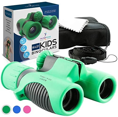 Toys and Games for Pre-Schoolers: Binoculars for Kids High Resolution 8×21 – Green Compact High Power Kids Binoculars for Bird Watching, Hiking, Hunting, Outdoor Games, Spy & Camping Gear, Learning, Outside Play, Boys & Girls