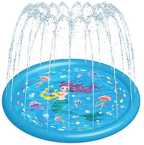 Toys for Babies Under One: HITOP Kids Sprinklers for Outside, Splash Pad for Toddlers & Baby Pool 3-in-1 59″ Water Toys Gifts for 1 2 3 4 5 Year Old Boys Girls Splash Play Mat(Mermaid)
