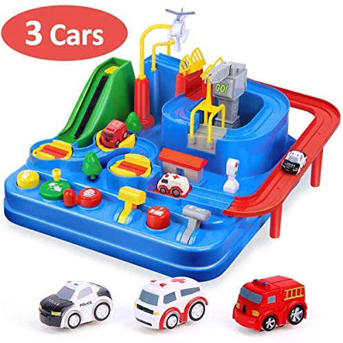 Toys for Toddlers: CubicFun Race Tracks for Boys Car Adventure Toys for 3 4 5 6 7 8 Year Old Boys Girls, City Rescue Preschool Educational Toy Vehicle Puzzle Car Track Playsets for Toddlers, Kids Toys Age 3+