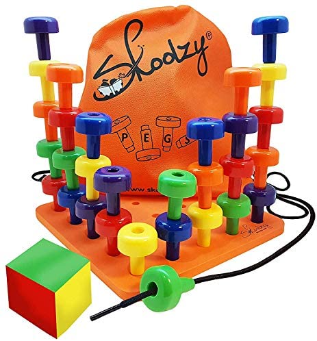 Toys for Toddlers: Skoolzy Peg Board Set – Montessori Toys for Toddlers, Preschool Kids | 30 Lacing Pegs for Learning Games, Dice Colors Sorting Counting – Occupational Therapy Fine Motor Skills Activity Pegboard EBook